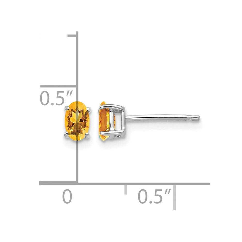 14k White Gold 5x3mm Oval Citrine Post Earrings