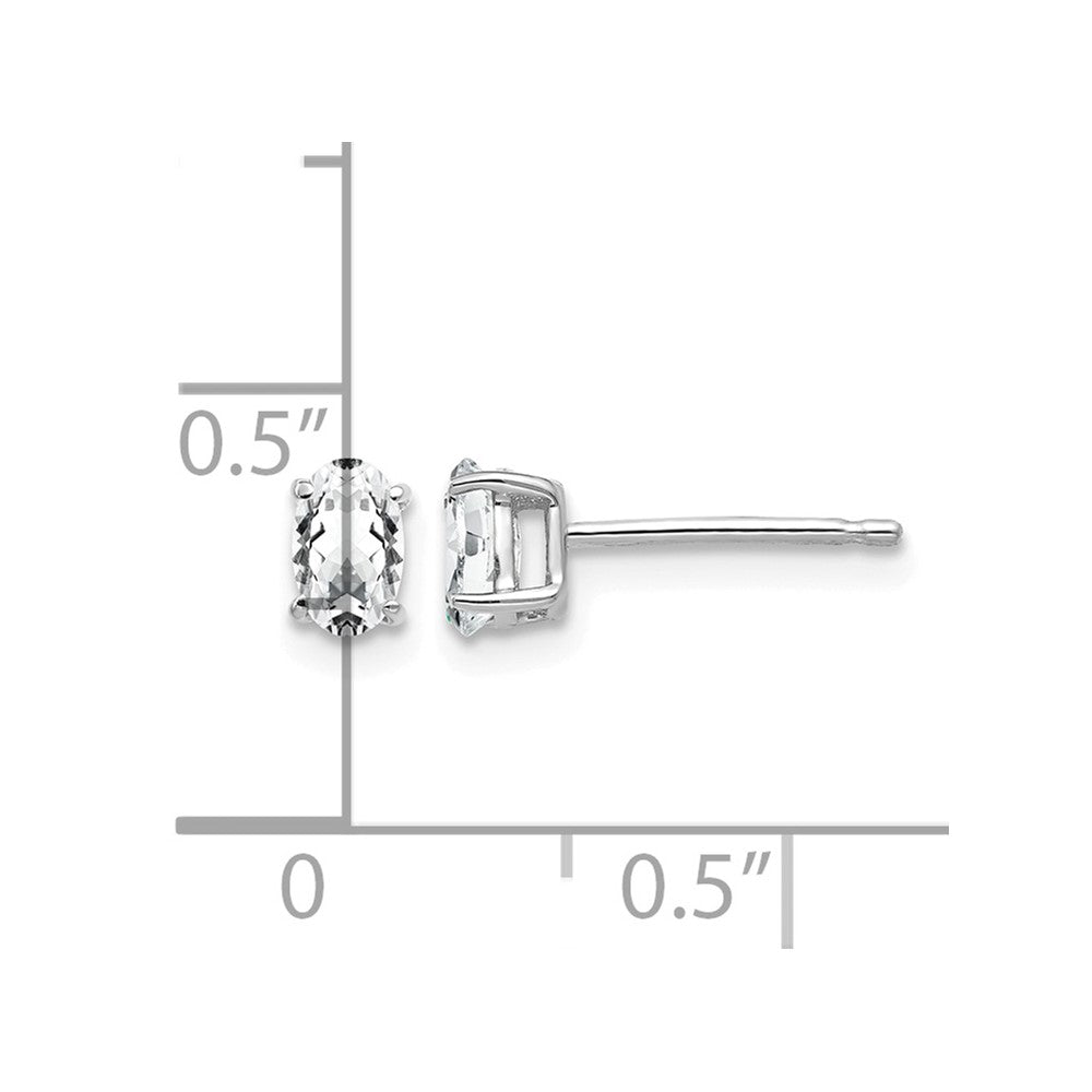 14k White Gold 5x3mm Oval Cubic Zirconia Post Earrings