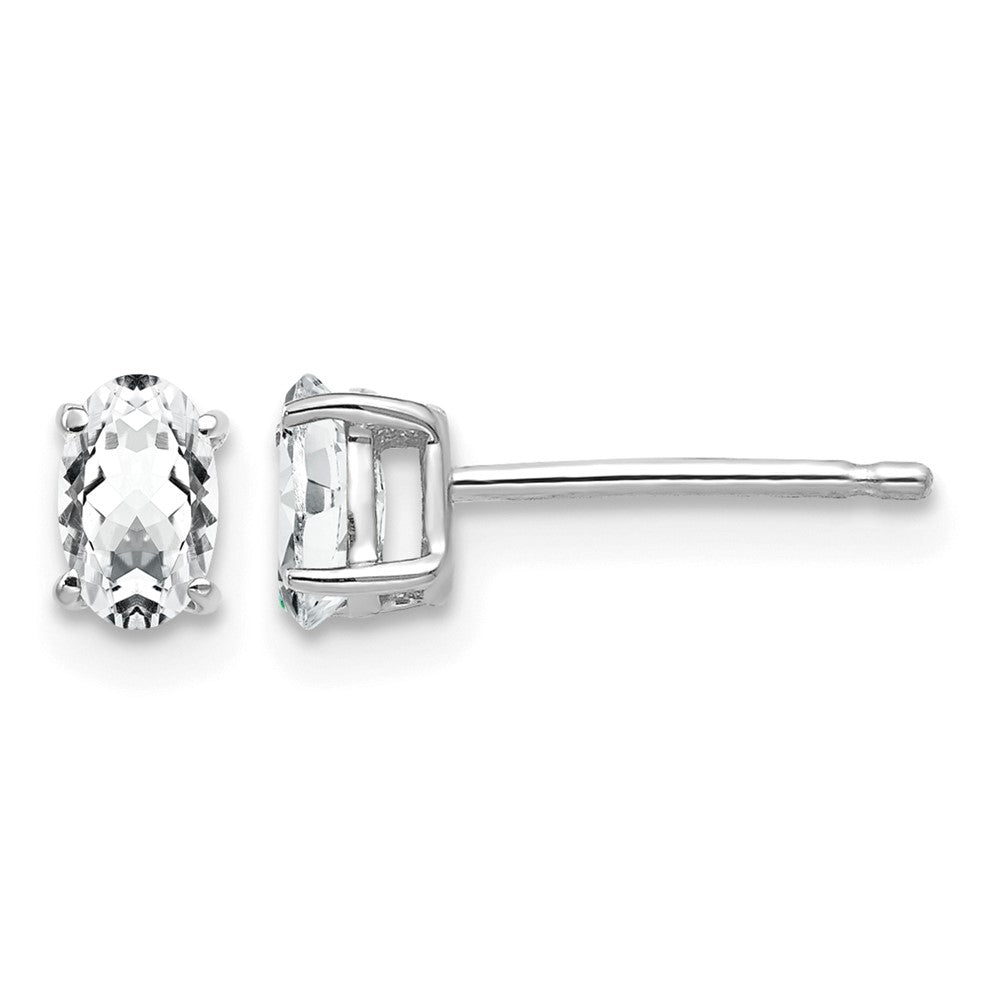 14k White Gold 5x3mm Oval Cubic Zirconia Post Earrings