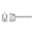 14k White Gold 5x3mm Oval Cubic Zirconia Post Earrings