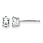 14k White Gold 5x3mm Oval Cubic Zirconia Post Earrings
