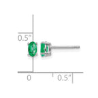 14k White Gold 5x3mm Oval Emerald Post Earrings