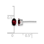 14k White Gold 5x3mm Oval Garnet Post Earrings