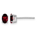 14k White Gold 5x3mm Oval Garnet Post Earrings