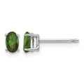 14k White Gold 5x3mm Oval Green Tourmaline Post Earrings
