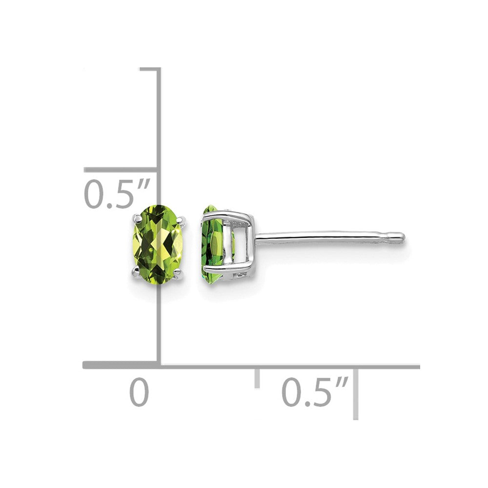14k White Gold 5x3mm Oval Peridot Stud Earrings