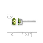 14k White Gold 5x3mm Oval Peridot Stud Earrings