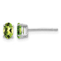 14k White Gold 5x3mm Oval Peridot Stud Earrings