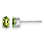 14k White Gold 5x3mm Oval Peridot Stud Earrings