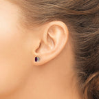 14k White Gold 5x3mm Oval Rhodolite Garnet Stud Earrings