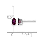 14k White Gold 5x3mm Oval Rhodolite Garnet Stud Earrings