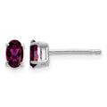 14k White Gold 5x3mm Oval Rhodolite Garnet Stud Earrings