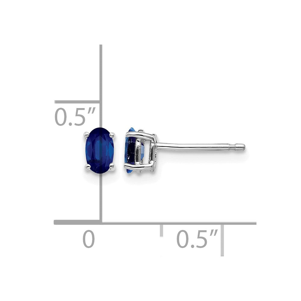 14k White Gold 5x3mm Oval Sapphire Post Earrings