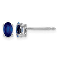 14k White Gold 5x3mm Oval Sapphire Post Earrings