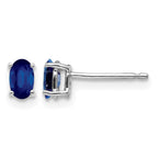 14k White Gold 5x3mm Oval Sapphire Post Earrings