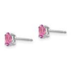 14k White Gold 5x3mm Oval Pink Sapphire Post Earrings