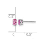 14k White Gold 5x3mm Oval Pink Sapphire Post Earrings