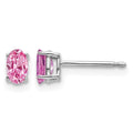 14k White Gold 5x3mm Oval Pink Sapphire Post Earrings