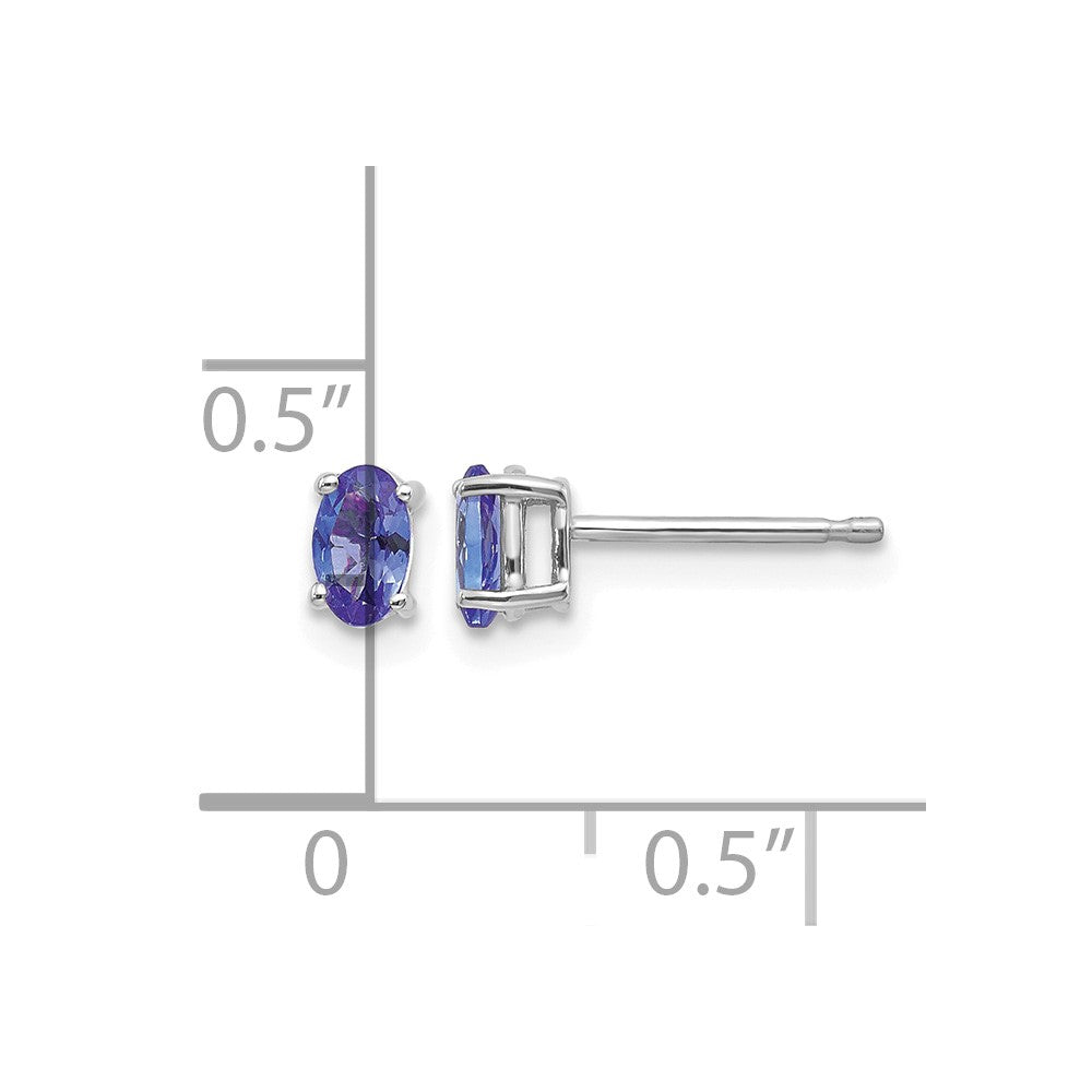14k White Gold 5x3mm Oval Tanzanite Post Earrings