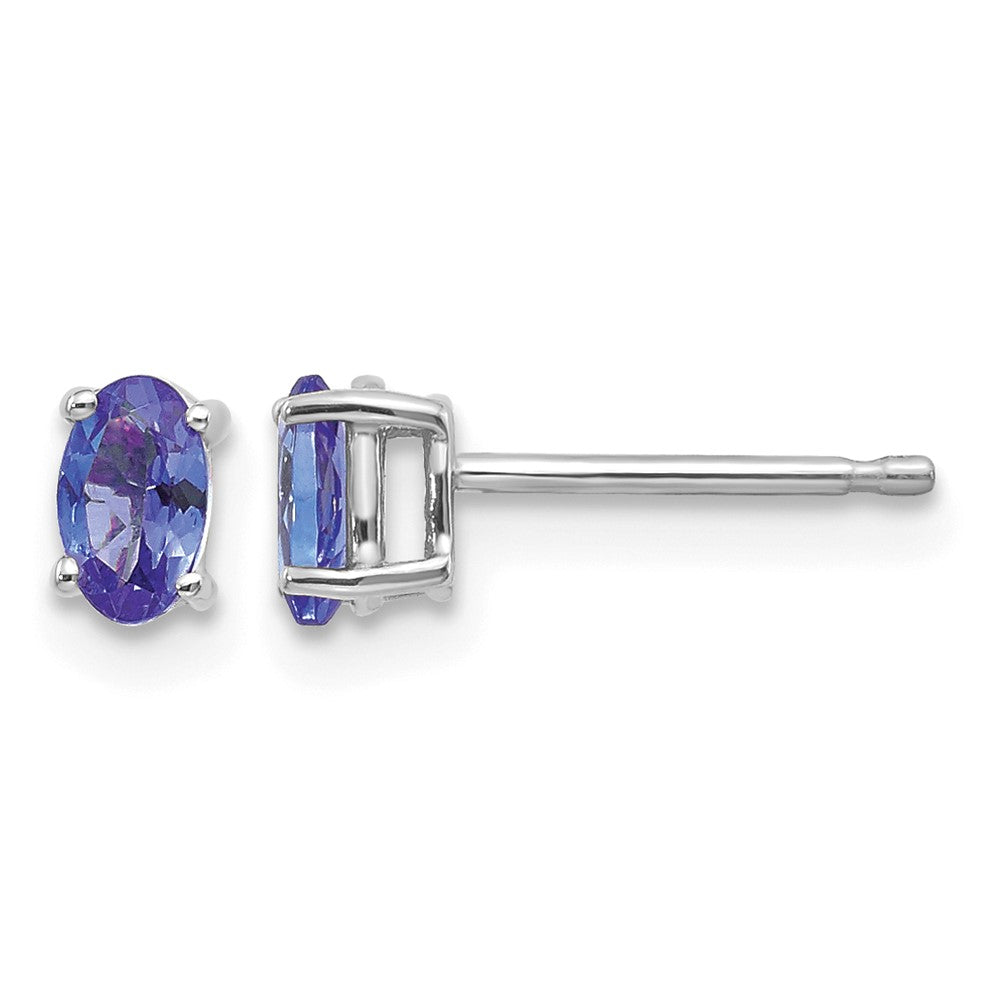 14k White Gold 5x3mm Oval Tanzanite Post Earrings