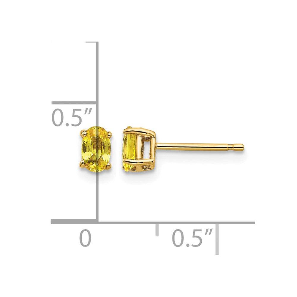 14k 5x3mm Oval Yellow Sapphire Post Earrings