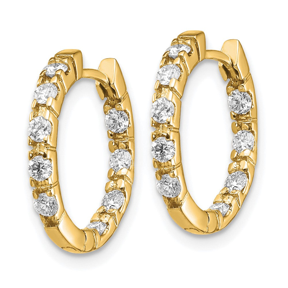 14k 5/8 carat A Diamond In/Out Hinged Hoop Earrings