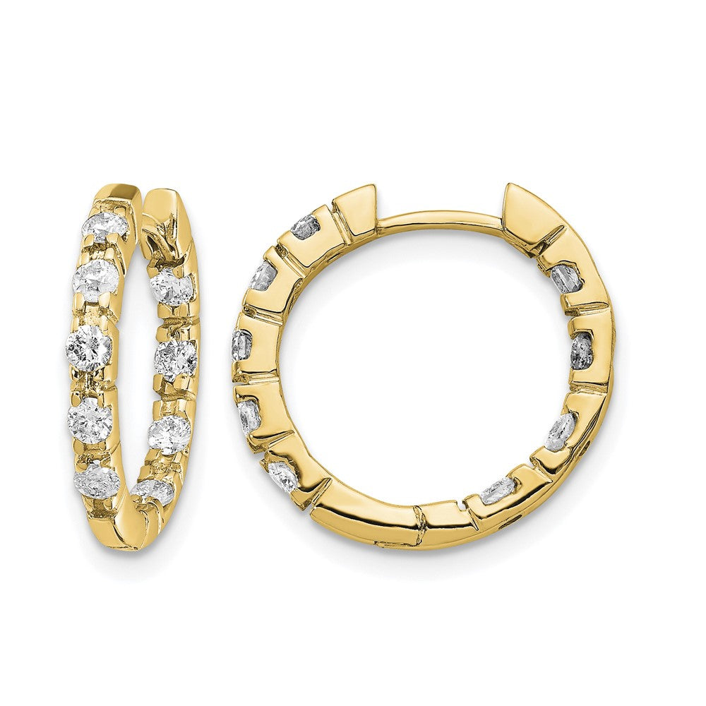 14k 5/8 carat A Diamond In/Out Hinged Hoop Earrings