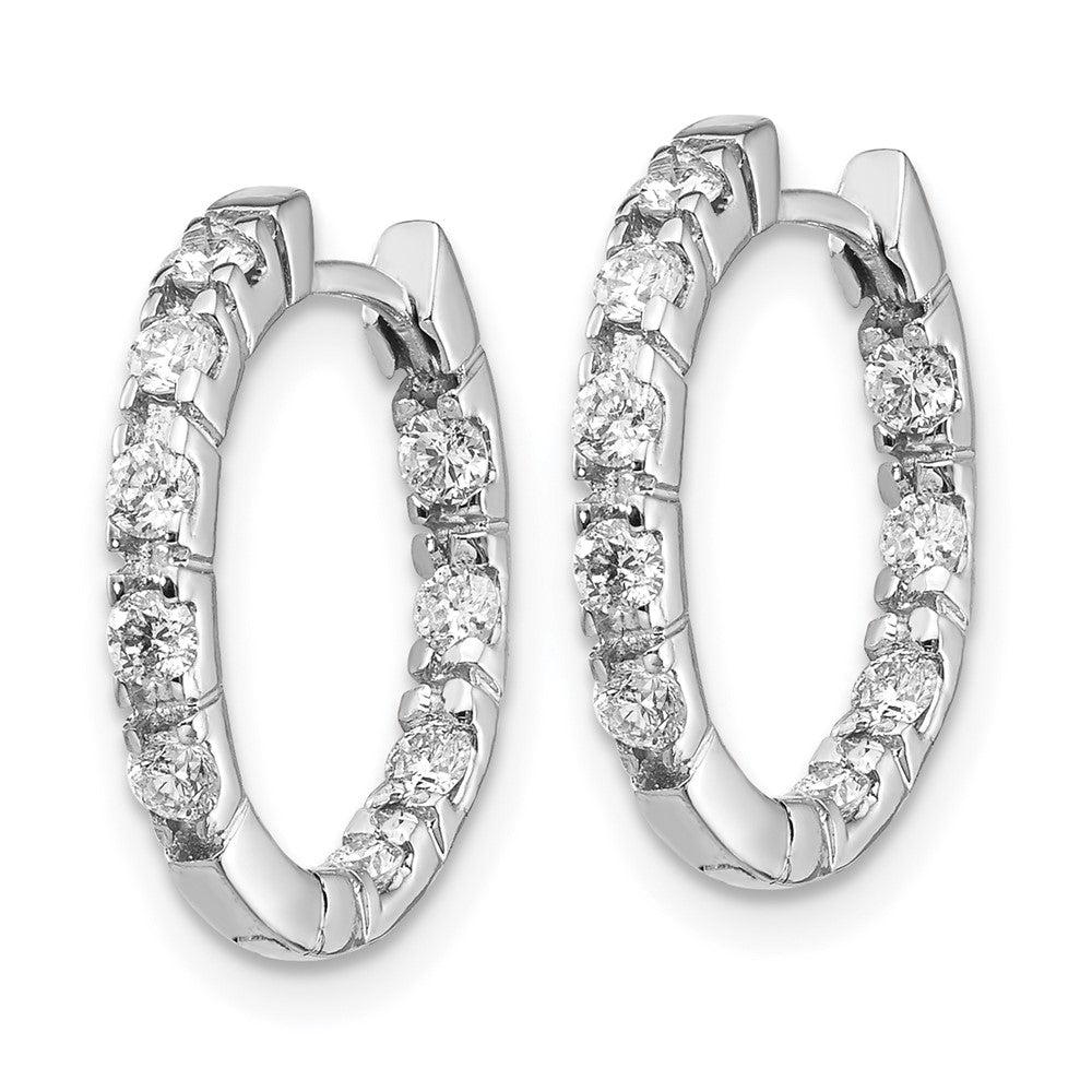 14k White Gold 5/8 carat AA Diamond In/Out Hinged Hoop Earrings