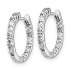 14k White Gold 5/8 carat A Diamond In/Out Hinged Hoop Earrings