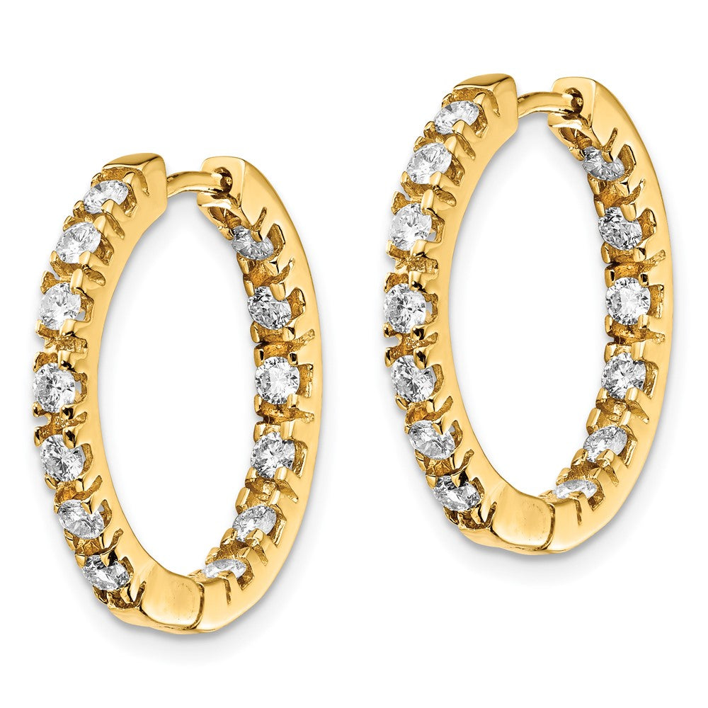 14k 7/8 carat AAA Diamond In/Out Hinged Hoop Earrings
