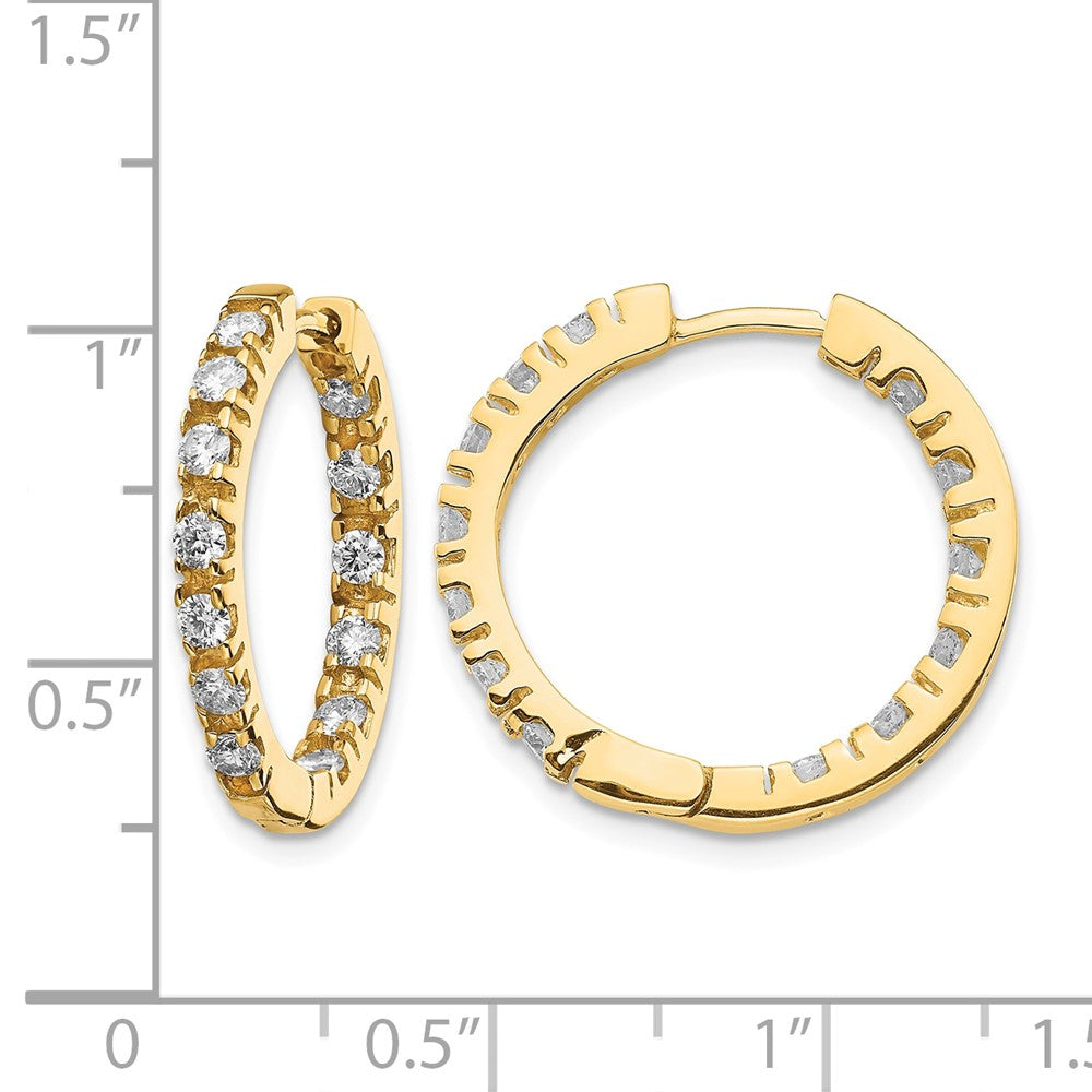 14k 7/8 carat AA Diamond In/Out Hinged Hoop Earrings