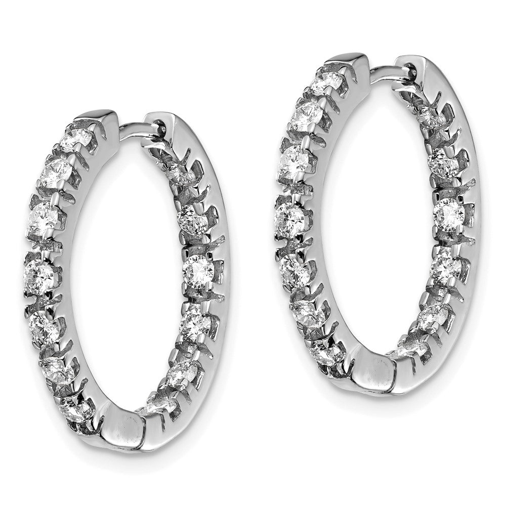 14k White Gold 7/8 carat AAA Diamond In/Out Hinged Hoop Earrings