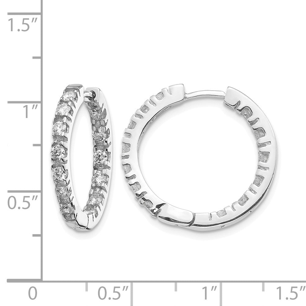 14k White Gold 7/8 carat VS Diamond In/Out Hinged Hoop Earrings