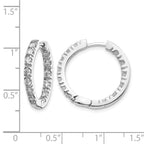 14k White Gold 7/8 carat AAA Diamond In/Out Hinged Hoop Earrings