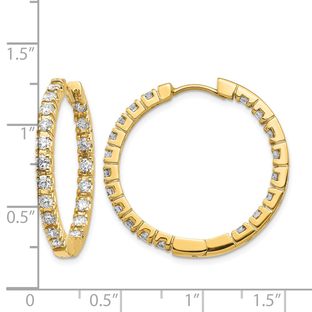 14k 1.9 carat AAA Diamond In/Out Hinged Hoop Earrings