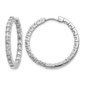 14k White Gold 1.9 carat A Diamond In/Out Hinged Hoop Earrings