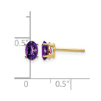 14k 6x4mm Oval Checker-cut Amethyst Post Earrings