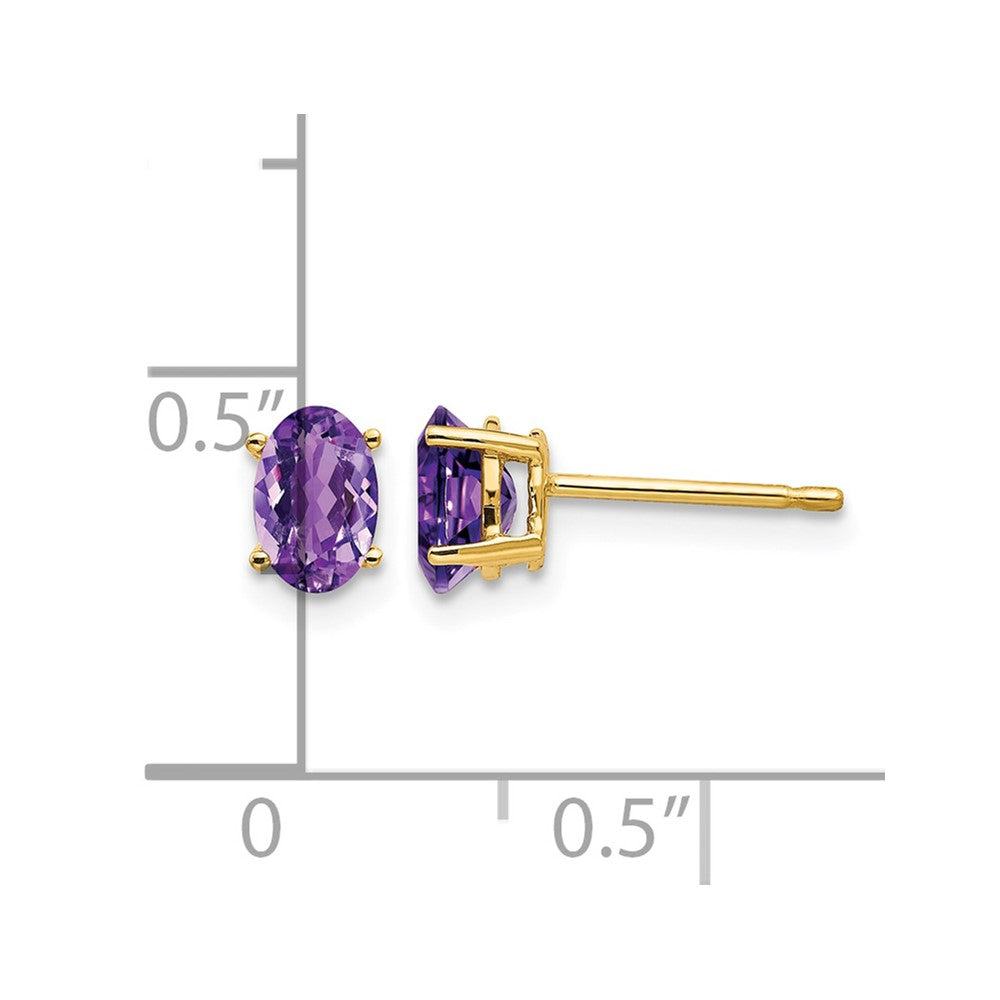 14k 6x4mm Oval Amethyst Post Earrings