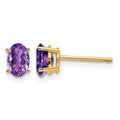14k 6x4mm Oval Amethyst Post Earrings