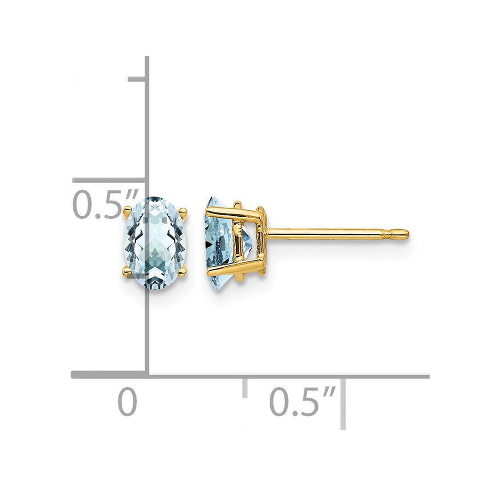 14k 6x4mm Oval Aquamarine Post Earrings
