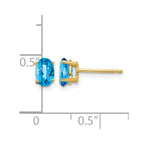 14k 6x4mm Oval Checker-cut Blue Topaz Post Earrings