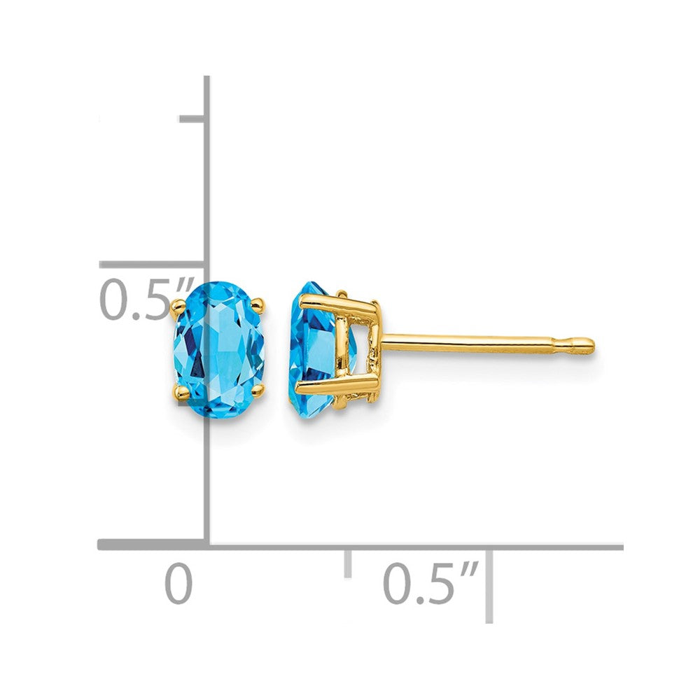 14k 6x4mm Oval Blue Topaz Post Earrings
