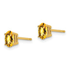 14k 6x4mm Oval Checker-cut Citrine Post Earrings