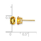 14k 6x4mm Oval Checker-cut Citrine Post Earrings
