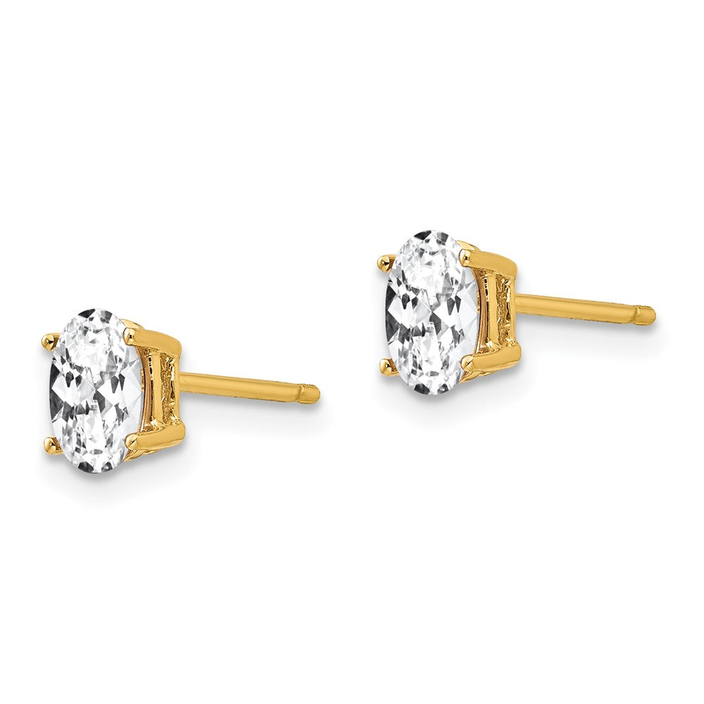 14k 6x4mm Oval Cubic Zirconia Post Earrings