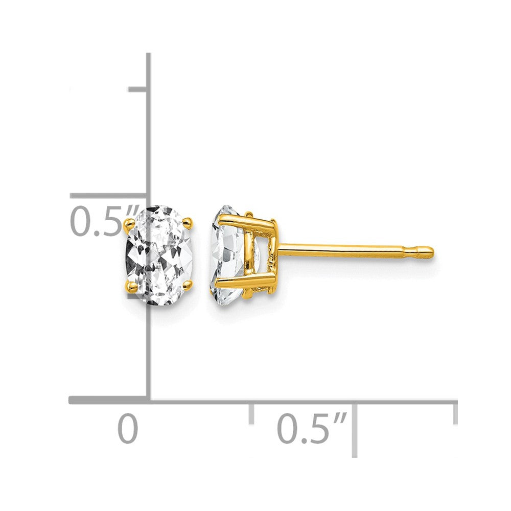 14k 6x4mm Oval Cubic Zirconia Post Earrings