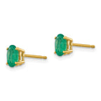 14k 6x4mm Oval Emerald Post Earrings