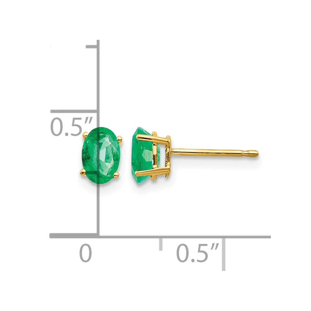 14k 6x4mm Oval Emerald Post Earrings