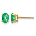 14k 6x4mm Oval Emerald Post Earrings