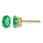 14k 6x4mm Oval Emerald Post Earrings